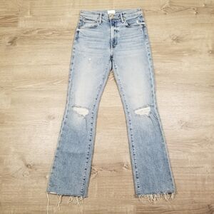 Mother The Insider Flood Fray Blue Denim Jeans Light Wash Womens Size 26x27
